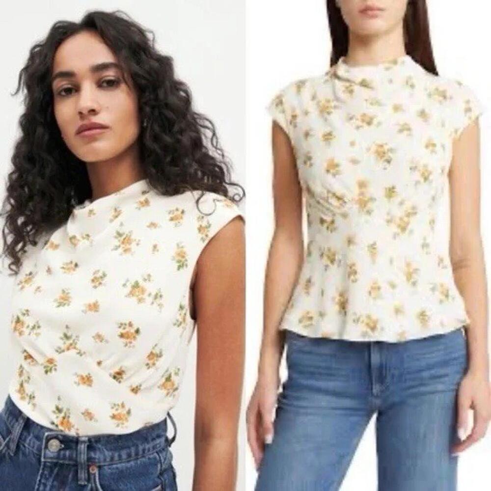 Women’s Reformation Bettie Floral Cap Sleeve Top sz‎ 0 Floral